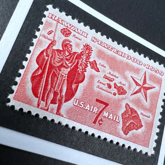 Hawaii 1959 Framed Postage Stamp Art 4x4 USA #C55 - Picture 2 of 4